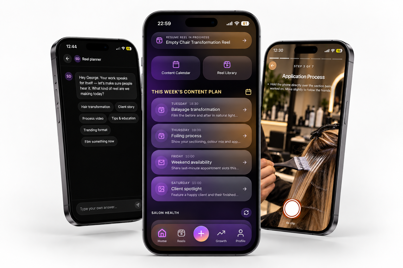 Salon Director app screens